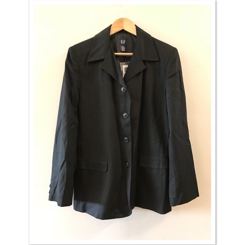Gap Black Button Long Business Blazer Jacket 10